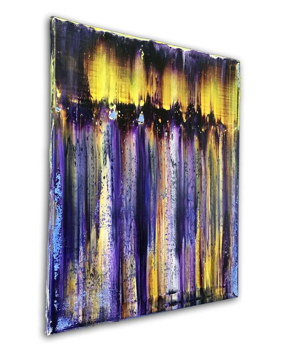 "City Lights" - FREE USA SHIPPING - Original PMS Abstract Oil Painting On Canvas - 16" x 20"