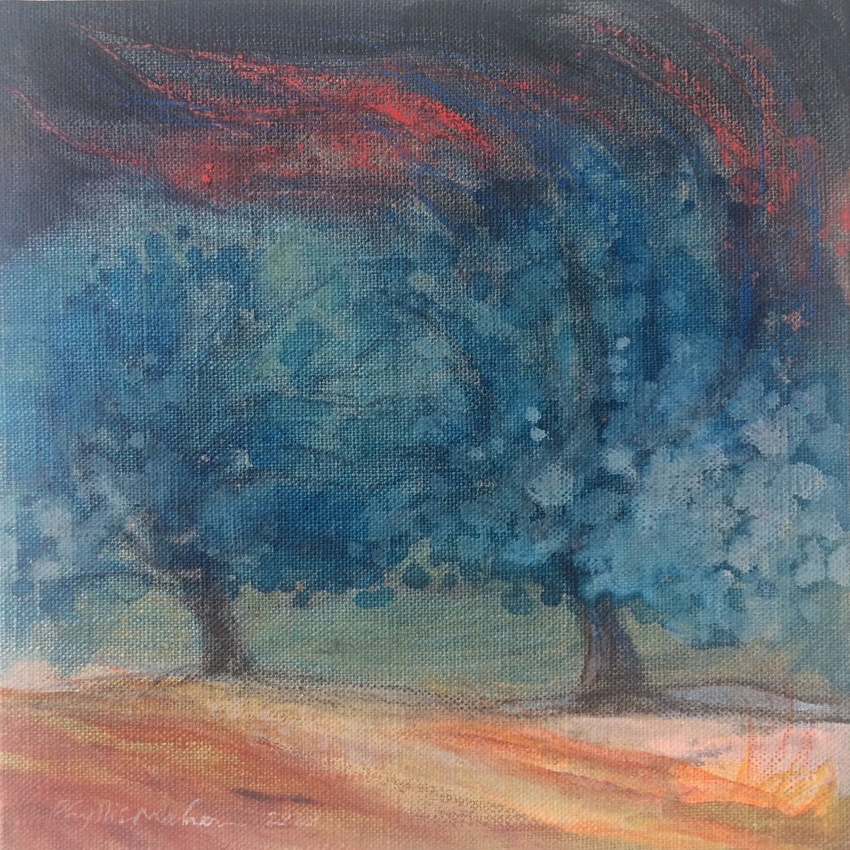 Two Blue Trees by Phyllis Mahon