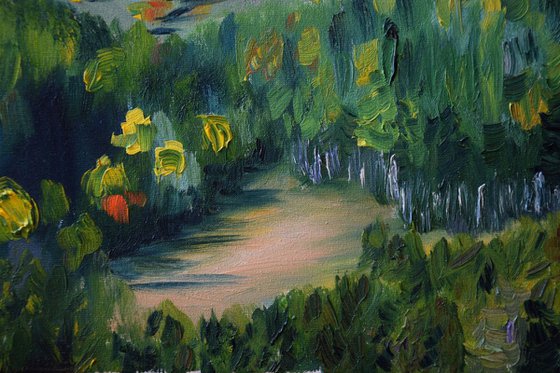 Fall mountain oil painting, Slovak mountains, Autumn forest artwork