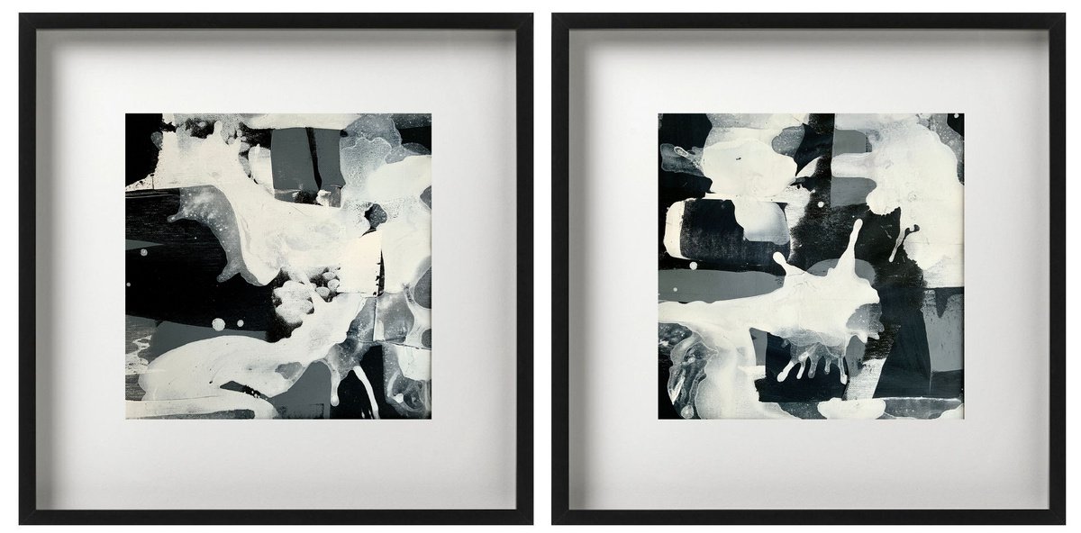 Abstraction No. 04820 black & white - set of 2 by Anita Kaufmann