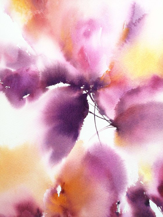 Purple watercolor flower bouquet painting