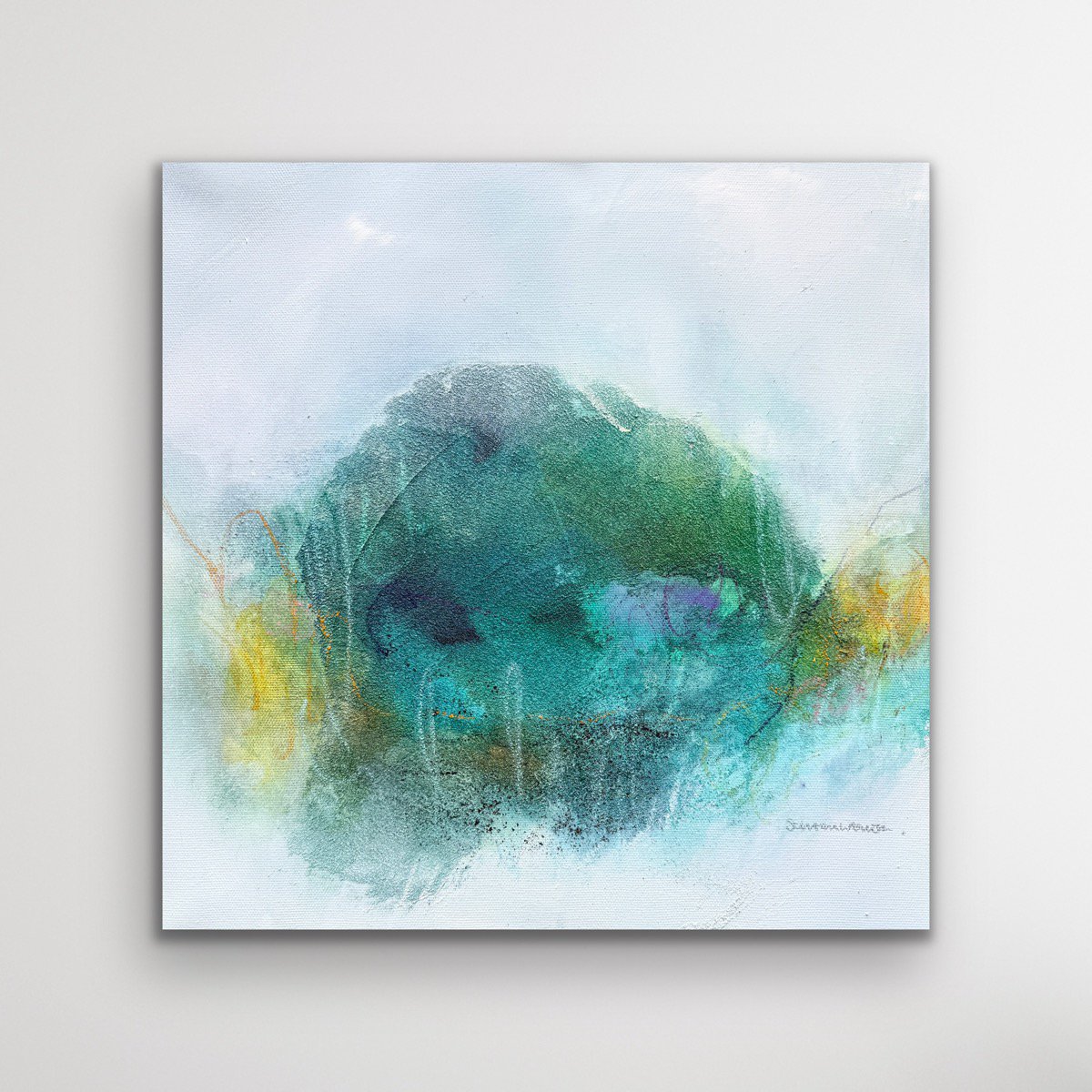 Abstract Landscape Acrylic Painting By Kirsten Schankweiler, 16 X 16", A Moment Of Calm I, Original Artwork