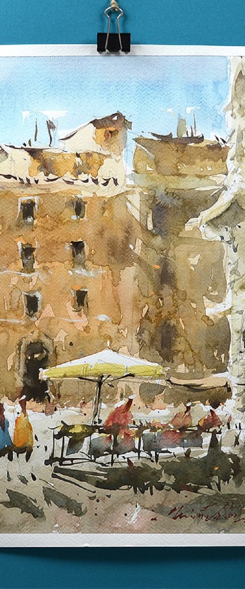 Rome Watercolor Landscape. by Marin Victor