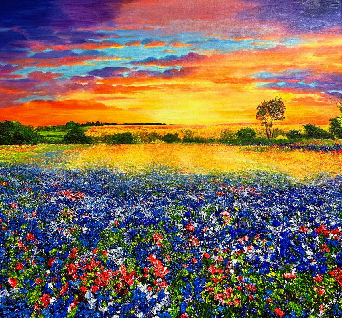 Bluebonnets Glow by Kenneth Halvorsen