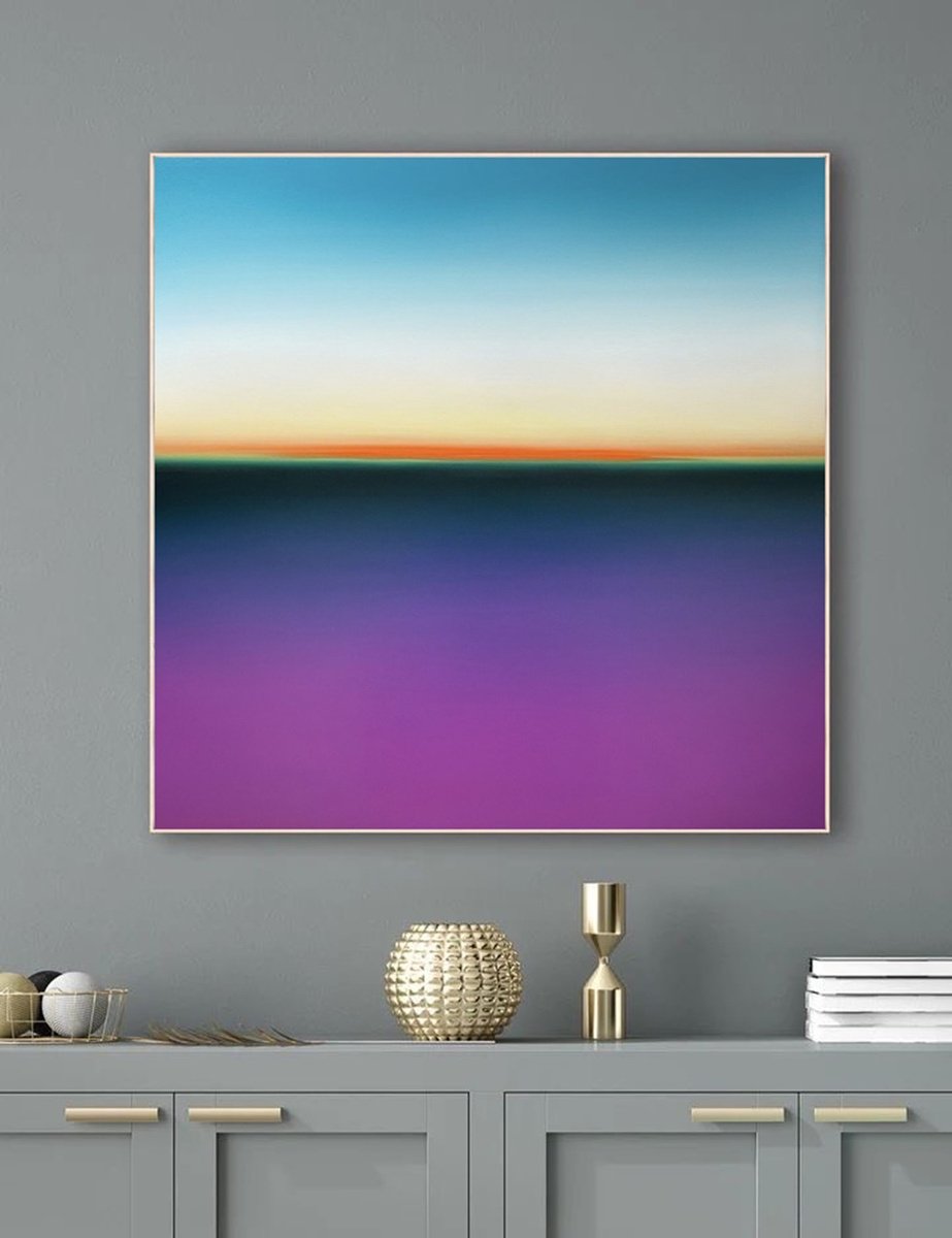 Surrealistic Landscape Oil Painting By Larissa Uvarova, 31 X 31", Deep Inside 94, Seascape, Original Artwork