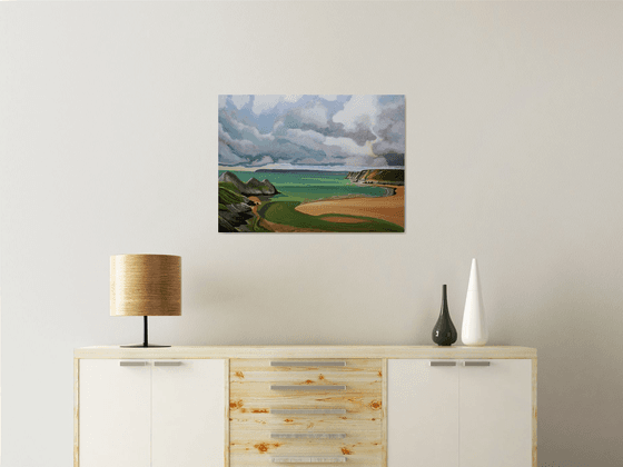 Sliver Of Light On Three Cliffs Bay, Gower Peninsula