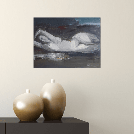 Figure 40x30cm ,oil/canvas, abstract portrait
