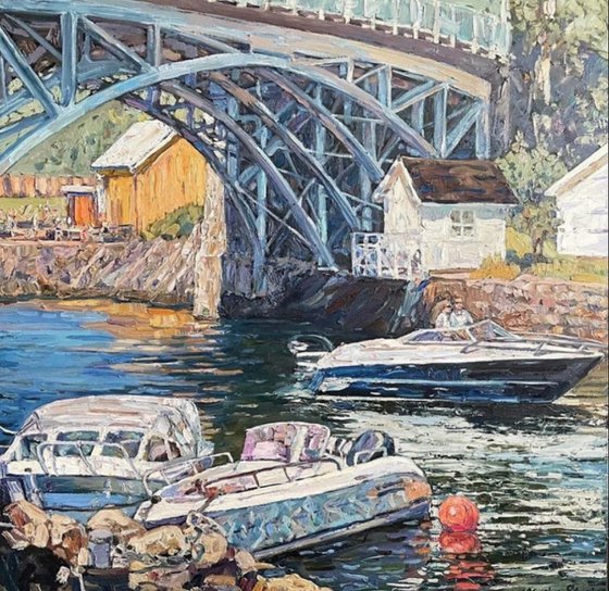 Walking under the bridge