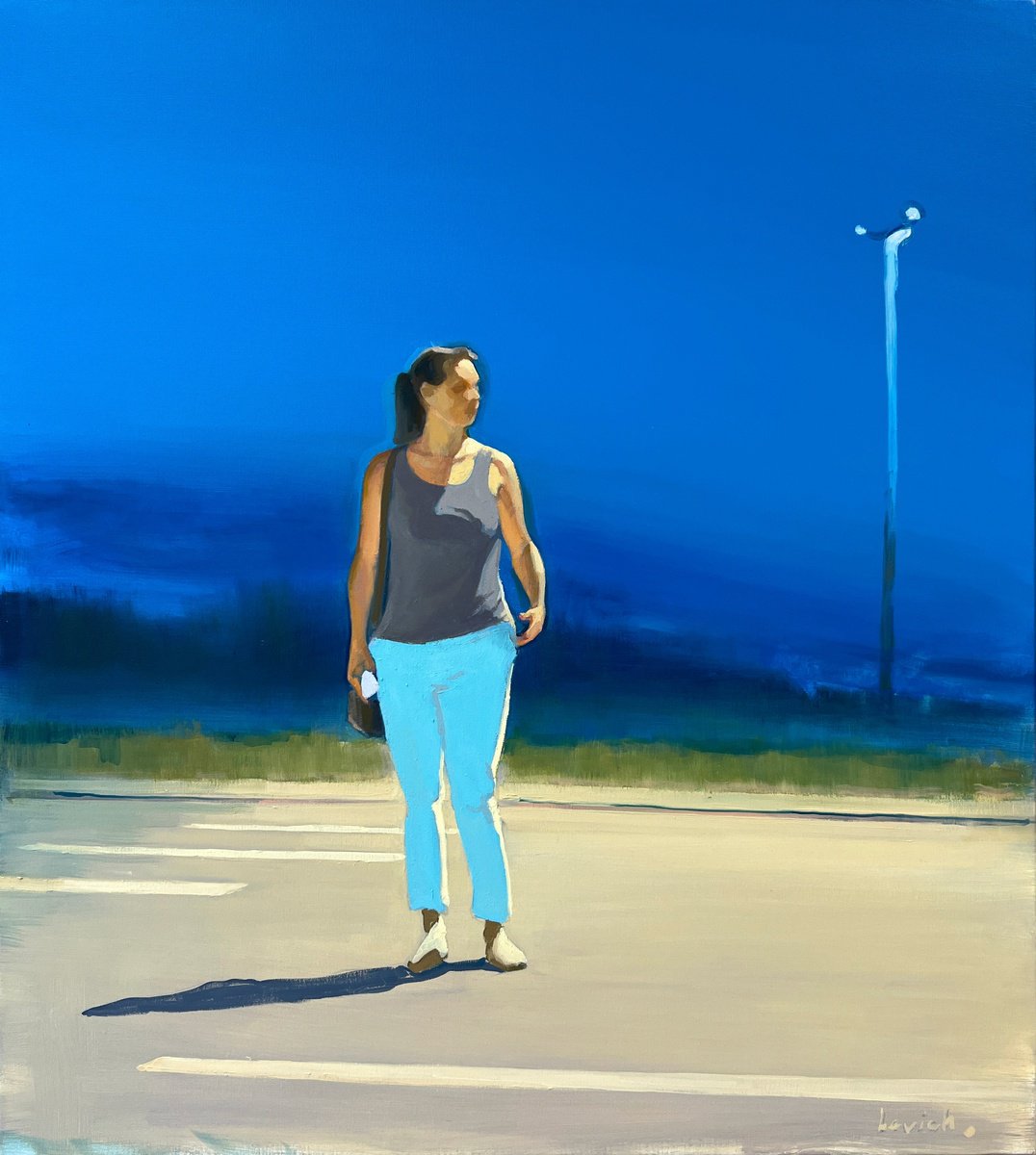 Surrealistic Portrait Oil Painting By Alexander Levich, 35 X 39, Road Story, Original Artwork