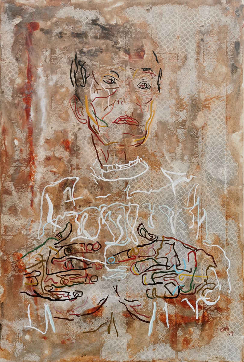 Expressive Portrait Acrylic Painting By Uli Lachelt, 34 X 51", Xv 21 - Daniela, Original Artwork