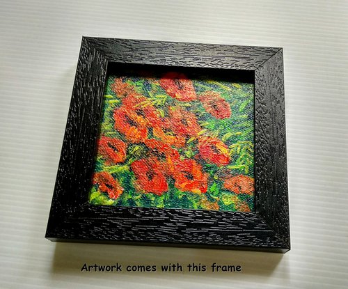 Red Poppies Miniature art by Asha Shenoy