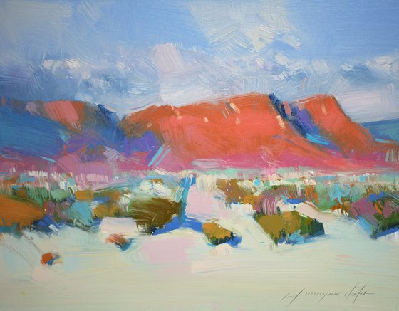 Desert View, Original oil painting, Handmade artwork, One of a kind