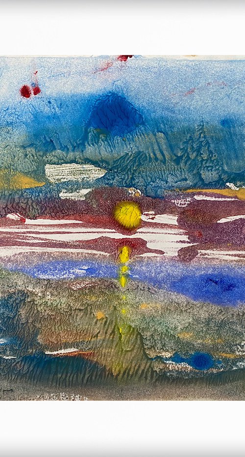 Monoprint - Impression of sunset beach by Teresa Tanner