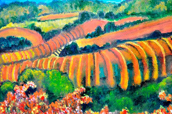 Colorful Landscape painting of Sonoma Valley california