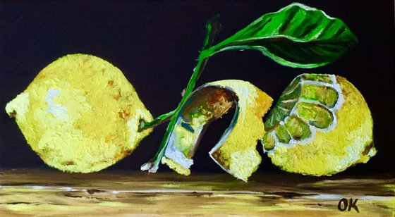 Lemons. Framed still life MODERN ART URBAN ART OFFICE HOME DECOR fruits