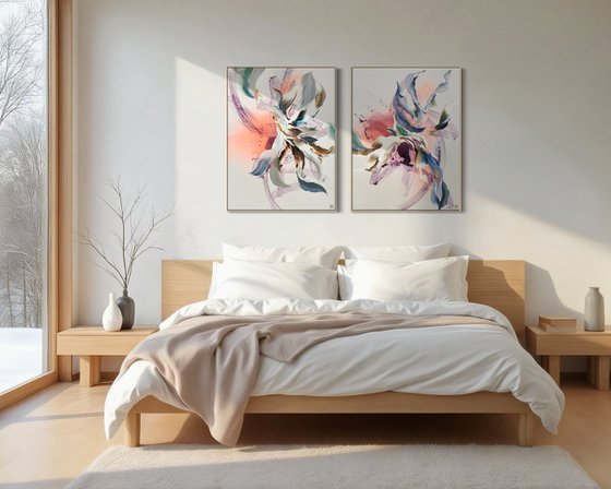 Plumage in Motion Diptych