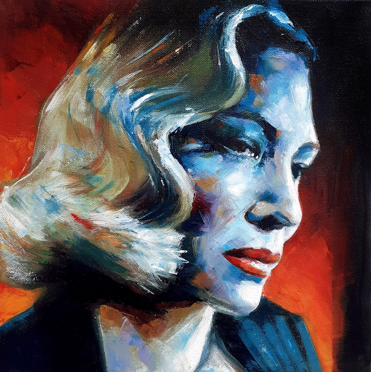 Expressive Portrait Oil Painting By Sal Jones, 12 X 12", Life Happened To Me, Original Artwork