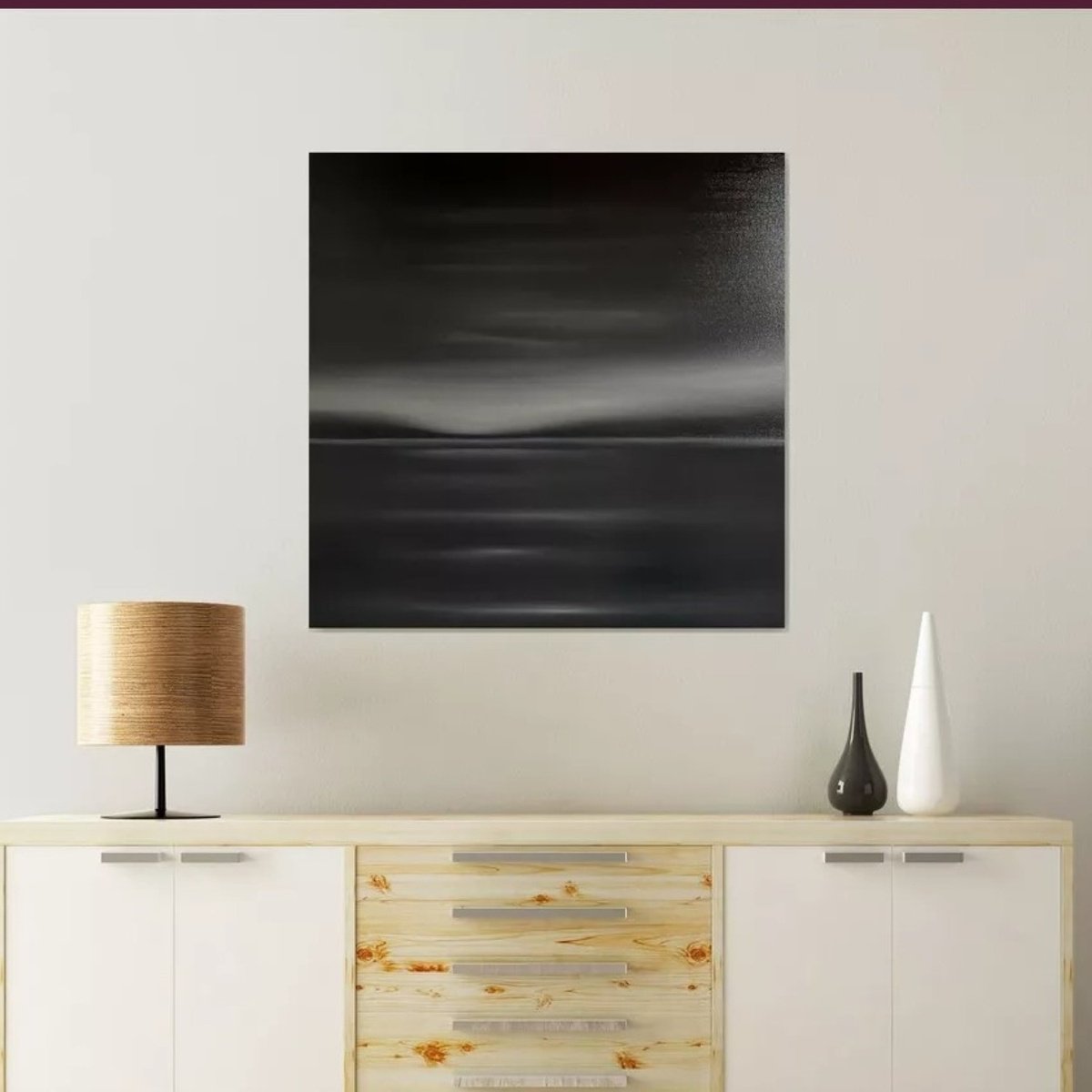 Impressionistic Landscape Oil Painting By Nataliia Krykun, 31 X 31", Dark Sunset #1, Original Artwork