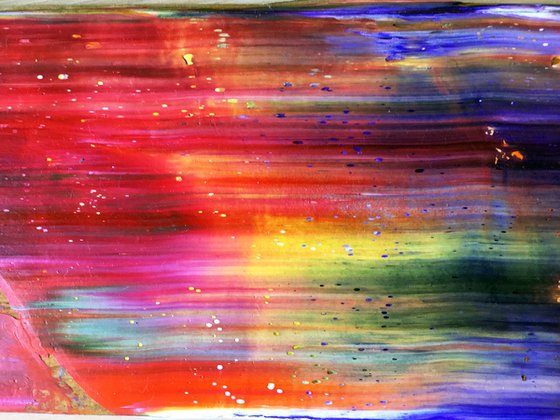 "Beautiful Velocity" - FREE USA SHIPPING - Original PMS Abstract Triptych Oil Paintings On Wood - 42" x 12"