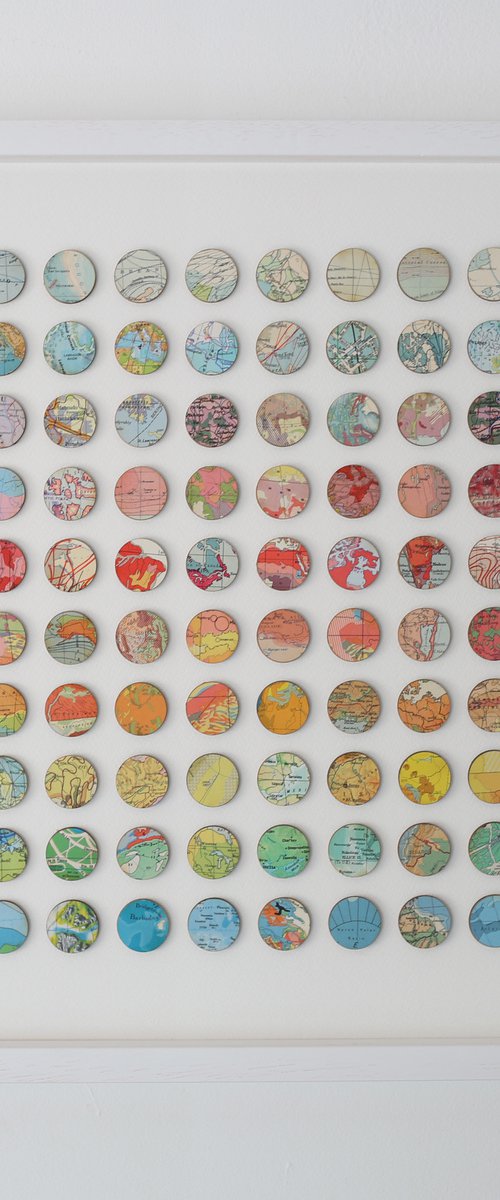 100 rainbow map dots artwork by Amelia Coward
