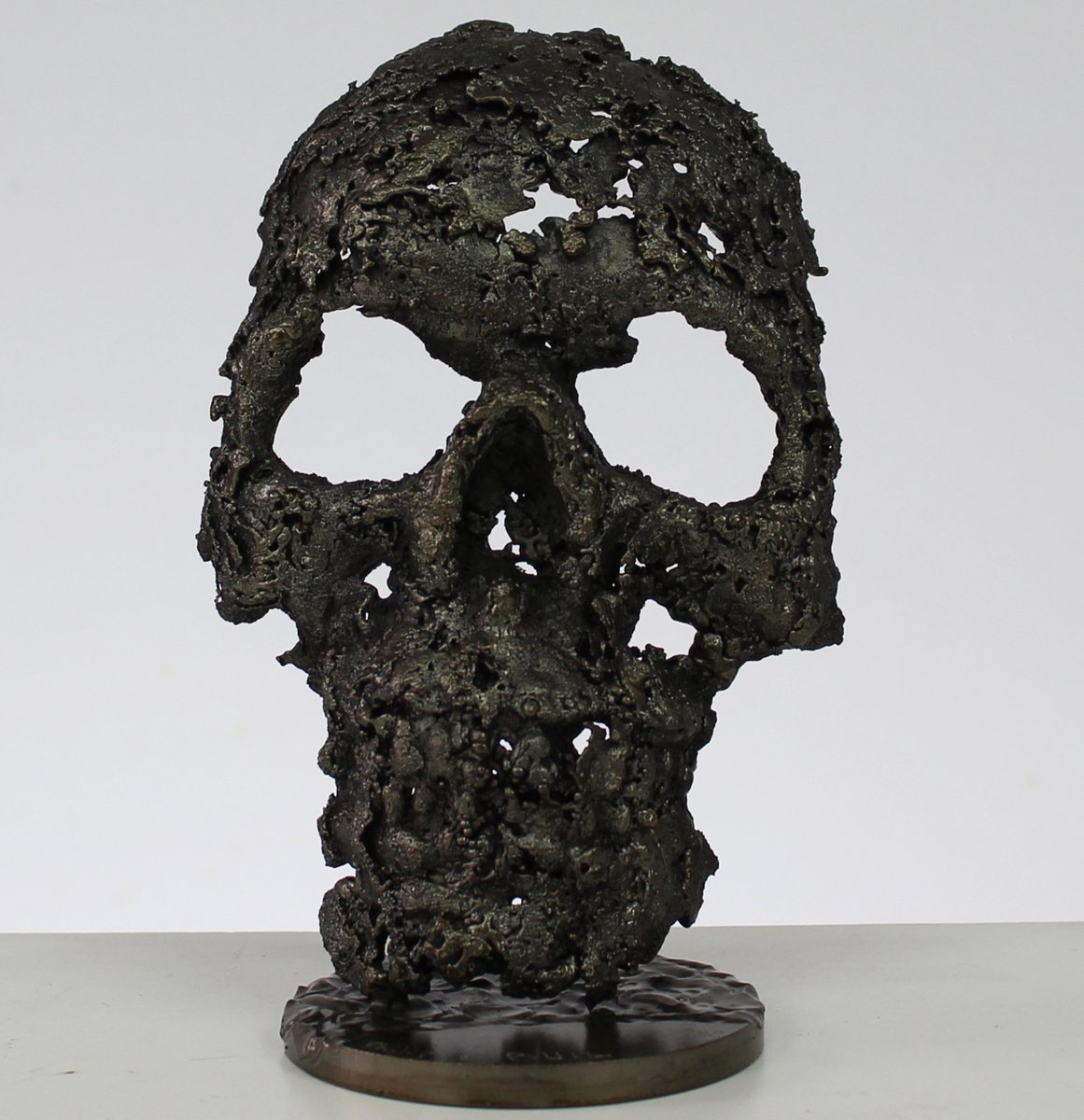 skull - sculpture metal vanity skull steel lace - Buil by Philippe Buil