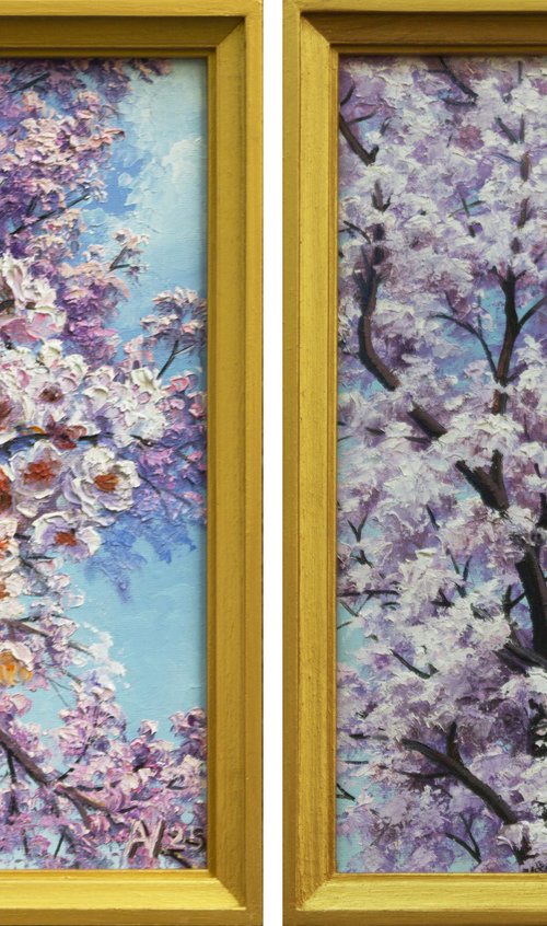 Diptych "SAKURA FLOWERS" by Oleksii Vylusk
