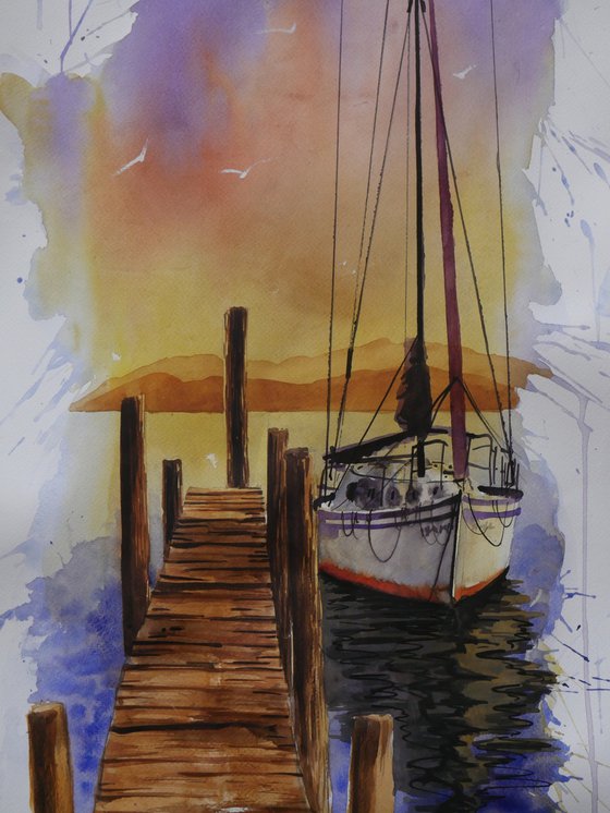 "At the old bridge" 2023 Watercolor on paper 100X35