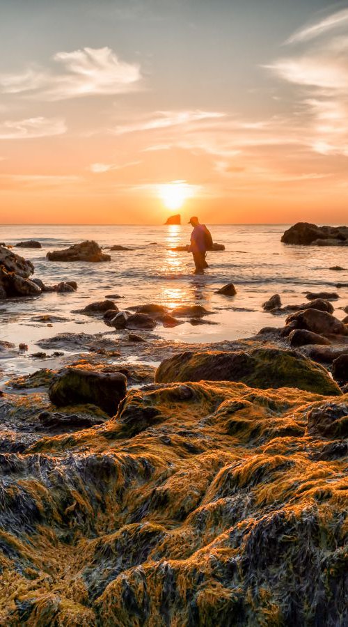 Fishing at Trevaunance Cove in Cornwall England UK by Paul Nash