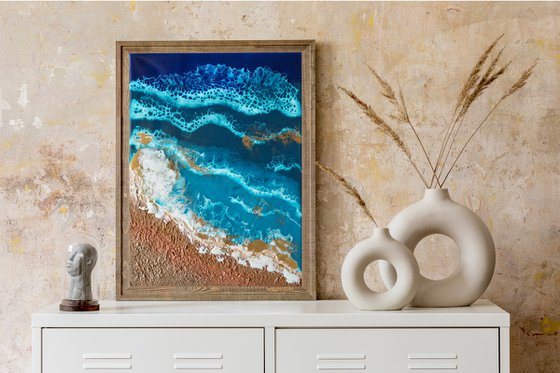 Tropical beach - original seascape epoxy resin