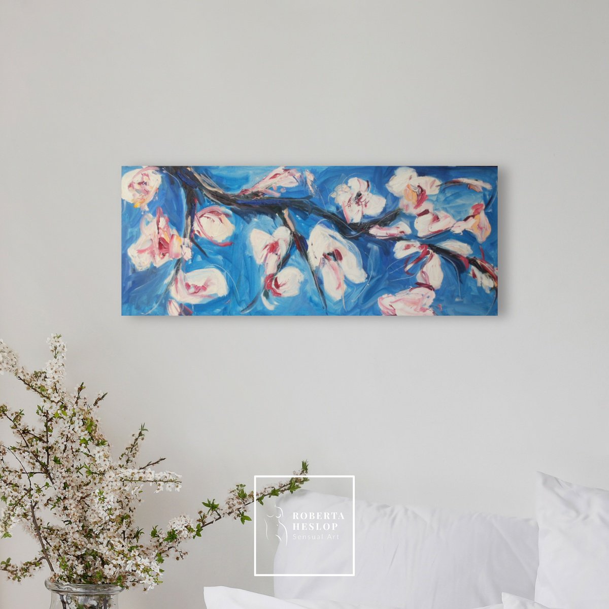 Expressive Oil Painting , Blossom By Roberta Heslop, 30 X 12, Artwork For Sale On Artfinder