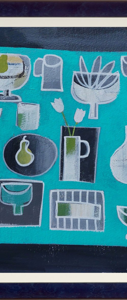 Still Life on Turquoise by Jan Rippingham