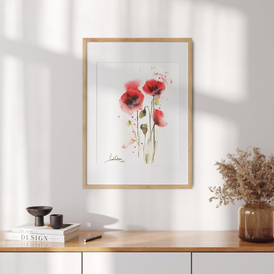 Poppy Florals Watercolor Painting Watercolour by Sophie Rodionov ...
