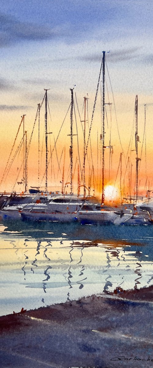 Silent Sunset Marina by Eugenia Gorbacheva