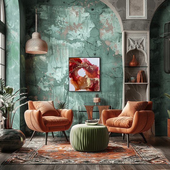 Red Gold Abstract Canvas Art