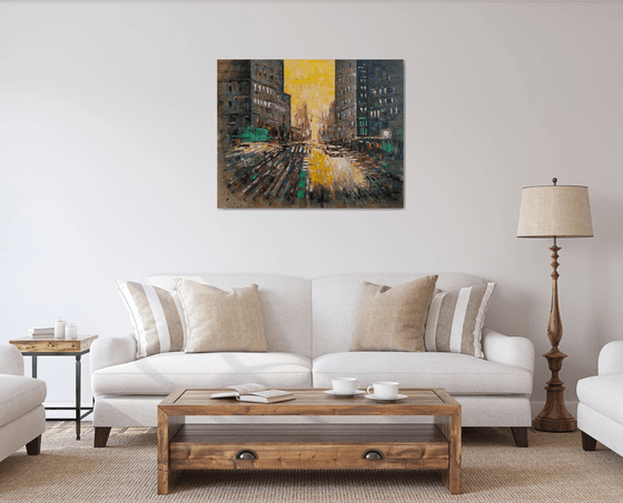 Cityscape (100x80cm, oil painting, ready to hang)