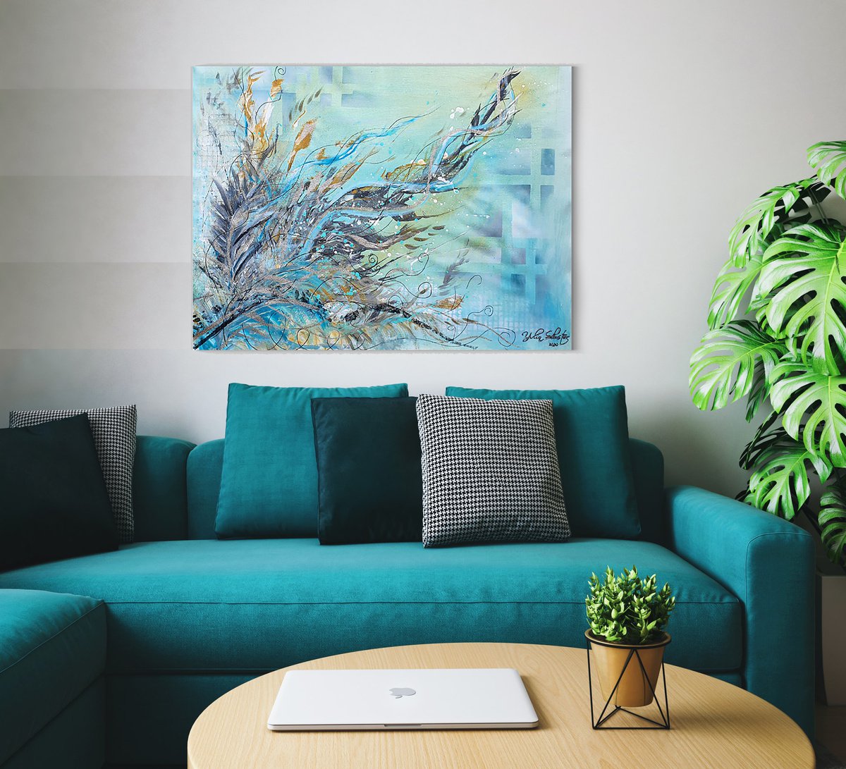 Abstract Acrylic Painting By Yulia Schuster, 37 X 30", Joy Of Color, Original Artwork