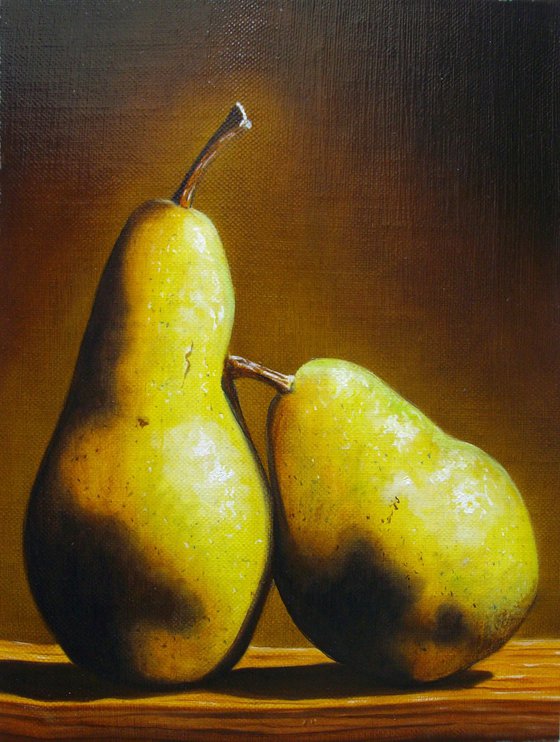 2 hugging pears