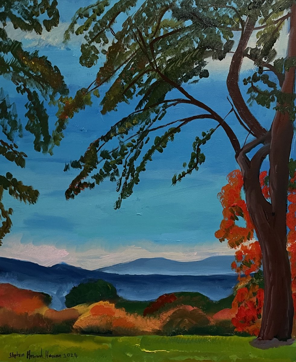 Impressionistic Landscape Oil Painting By Stephen Howard Harrison, 20 X 24", View Of The Pentlands, Original Artwork