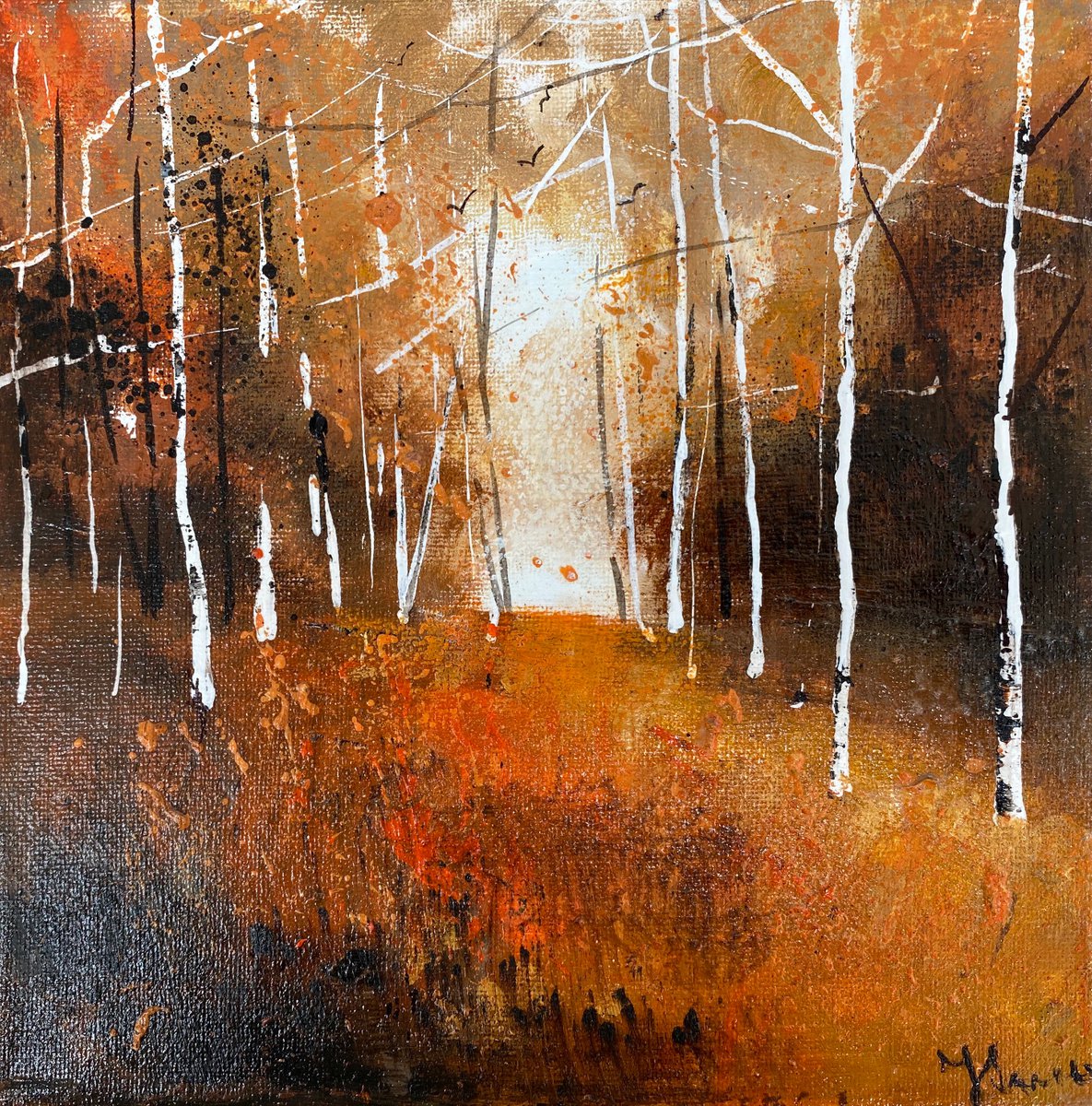 Seasons - Autumn, Slender Silver Birches by Teresa Tanner