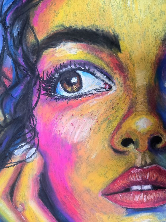 Astral Garden - Rainbow Floral Woman Portrait