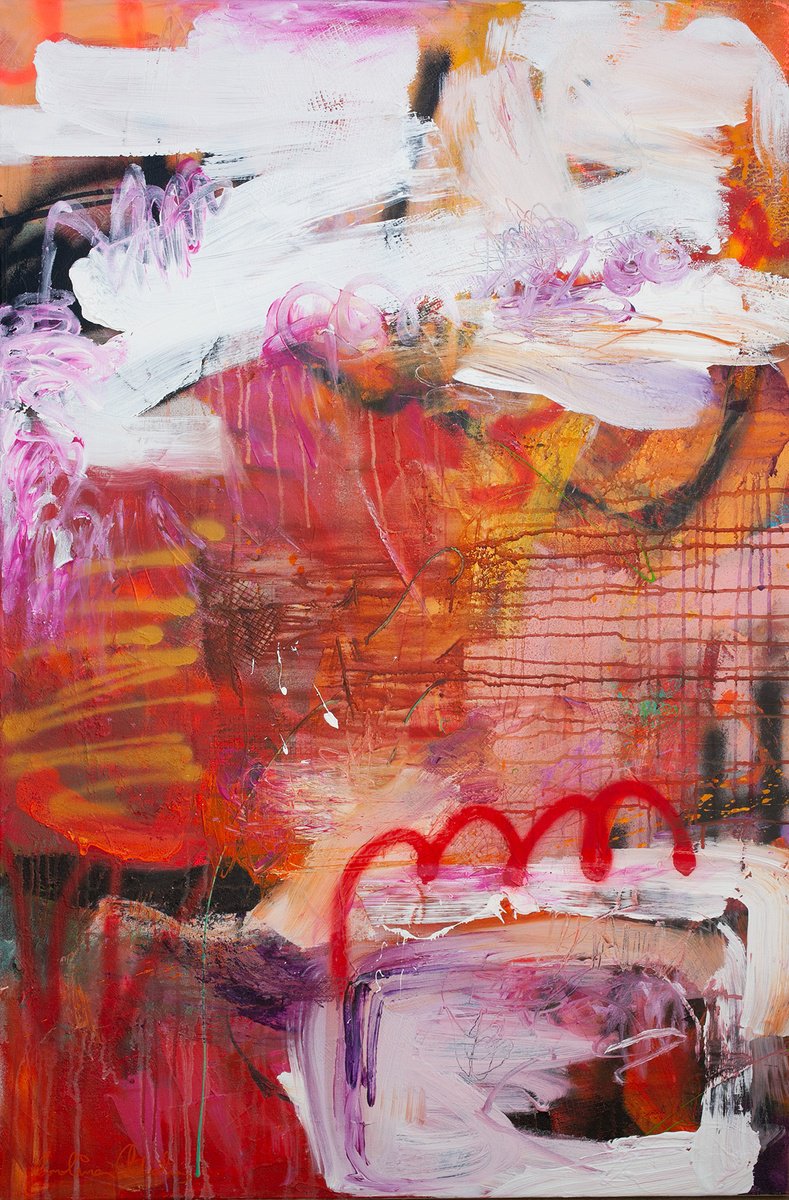 Organic Abstract Acrylic Painting By Carolina Alotus, 31 X 47, Move On, Original Artwork