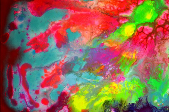 FREE SHIPPING - Happy Harmony III - 150x60 cm - Big Painting XXXL - Large Abstract, Supersized Painting - Ready to Hang, Hotel Wall Decor