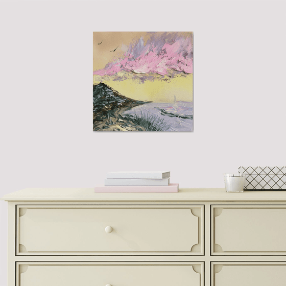 Rainbow clouds sunset 30x30cm