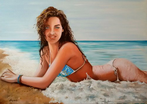 Scent of the sea - landscape - photorealism - original paintng by Anna Rita Angiolelli