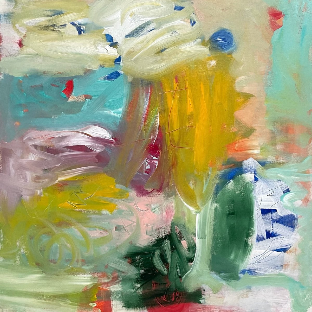 Expressive Abstract Acrylic Painting By Christel Haag, 31 X 31, Taste Of Life, Original Artwork