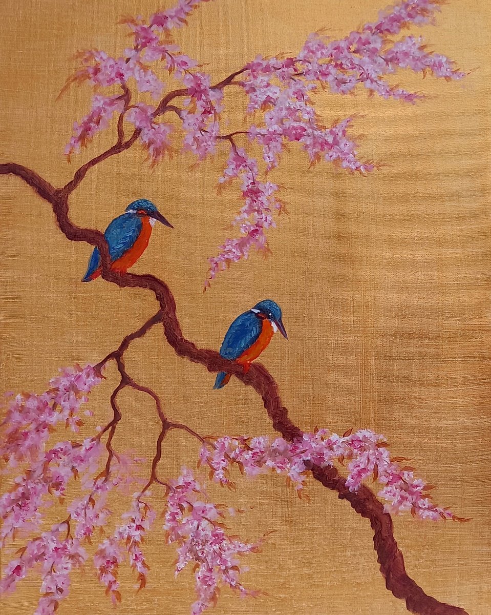 Oil Painting , Blossom Birds By Lee Campbell, 16 X 20, Artwork For Sale On Artfinder