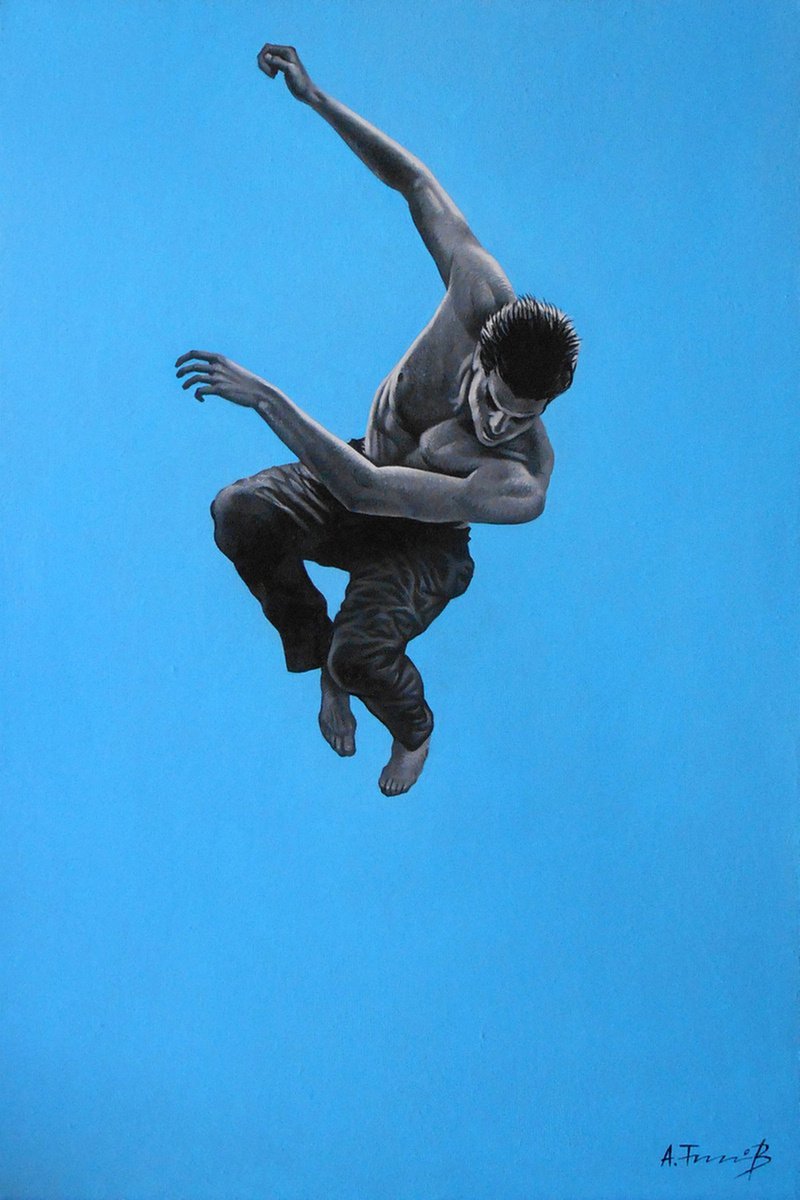 Photorealistic Portrait Oil Painting By Alexander Titorenkov, 16 X 24, Leap In Time And Space, Original Artwork