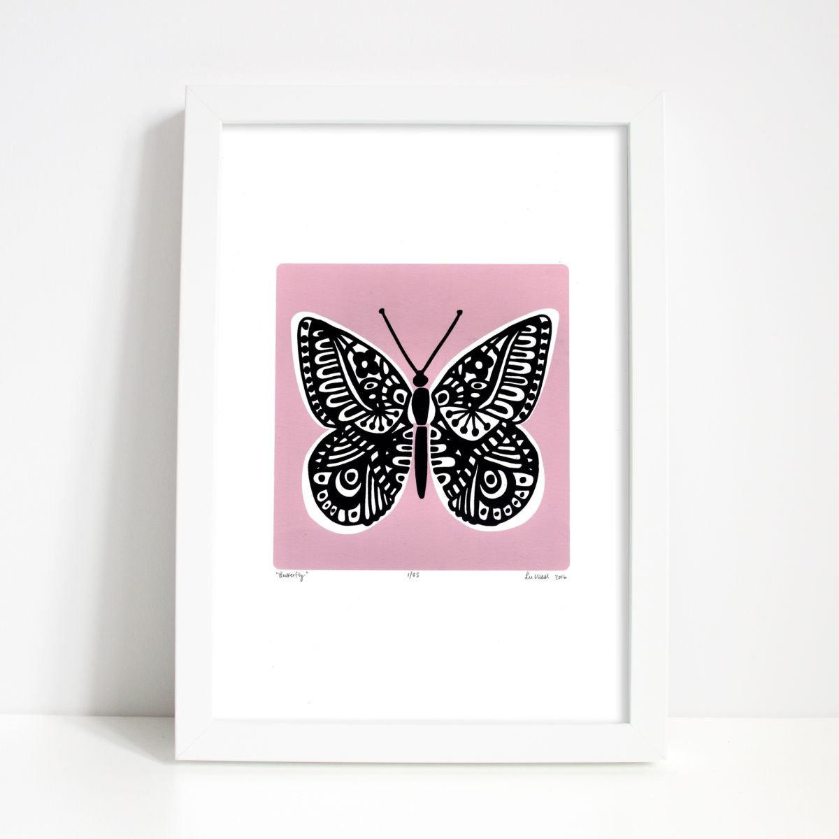 Butterfly in Powder Pink - Framed - FREE UK Delivery by Lu West