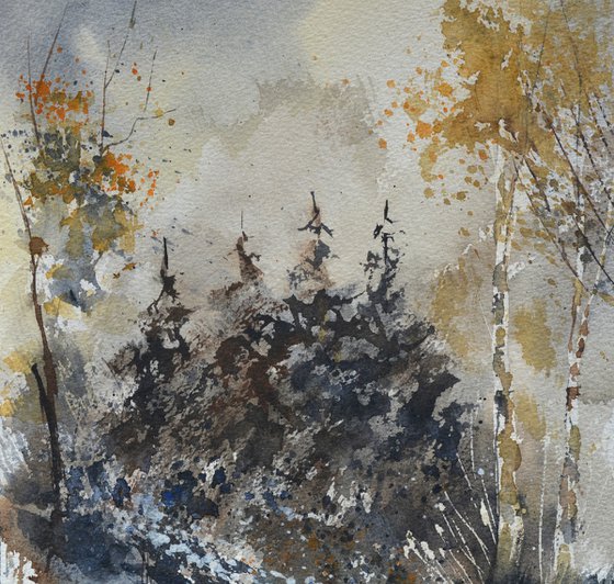Winter path watercolour