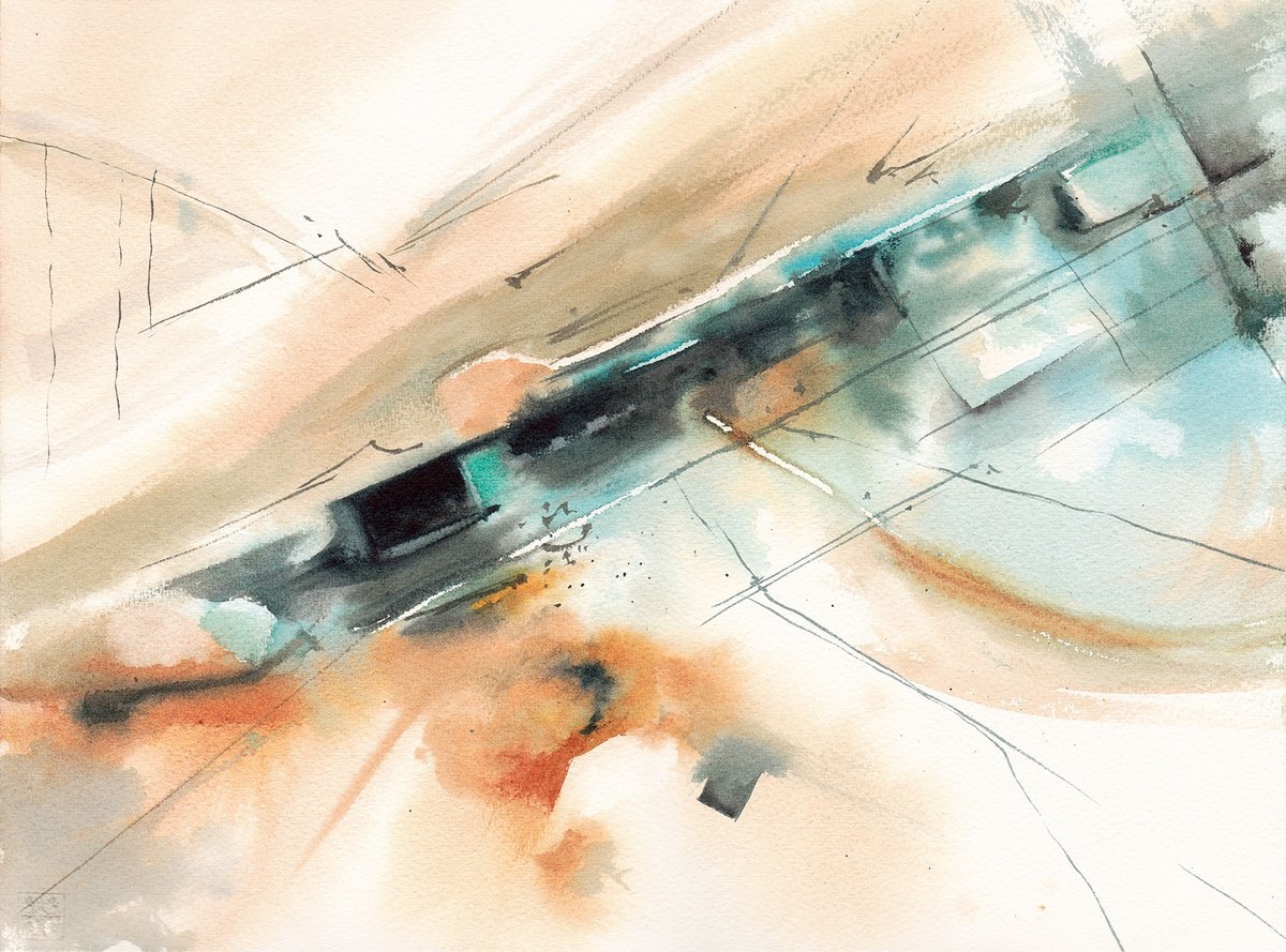 Organic Abstract Watercolour By Anisony Studios, 15 X 11, Abseil For No One, Original Artwork